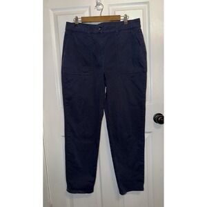 Boden Women's Solid Navy Chino Pants Sz US 14R‎ Tapered Leg Pockets Cotton Blend